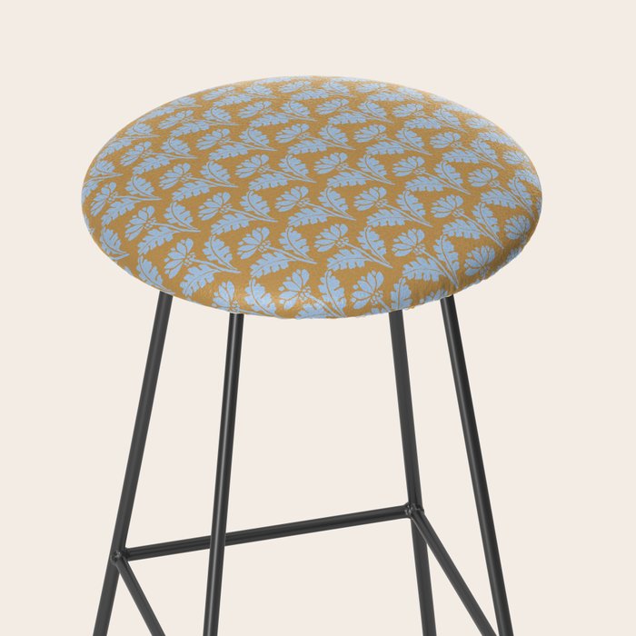 Vintage Floral Arches Art Nouveau Pattern in Ice Blue and Deep Mustard Stool Gallery Image 2