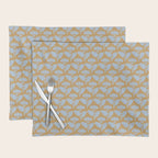 Vintage Floral Arches Art Nouveau Pattern in Ice Blue and Deep Mustard Placemat Gallery Image 1