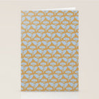 Vintage Floral Arches Art Nouveau Pattern in Ice Blue and Deep Mustard Stationery Card Gallery Image 2