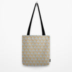 Vintage Floral Arches Art Nouveau Pattern in Ice Blue and Deep Mustard Tote Bag Gallery Image 2