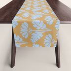 Vintage Floral Arches Art Nouveau Pattern in Ice Blue and Deep Mustard Table Runner Gallery Image 1
