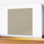 Vintage Floral Arches Art Nouveau Pattern in Ice Blue and Deep Mustard Wall Mural Gallery Image 2