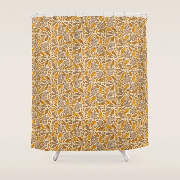 Oak & Squirrels | Autumn Yellows Palette Shower Curtain Gallery Image 1