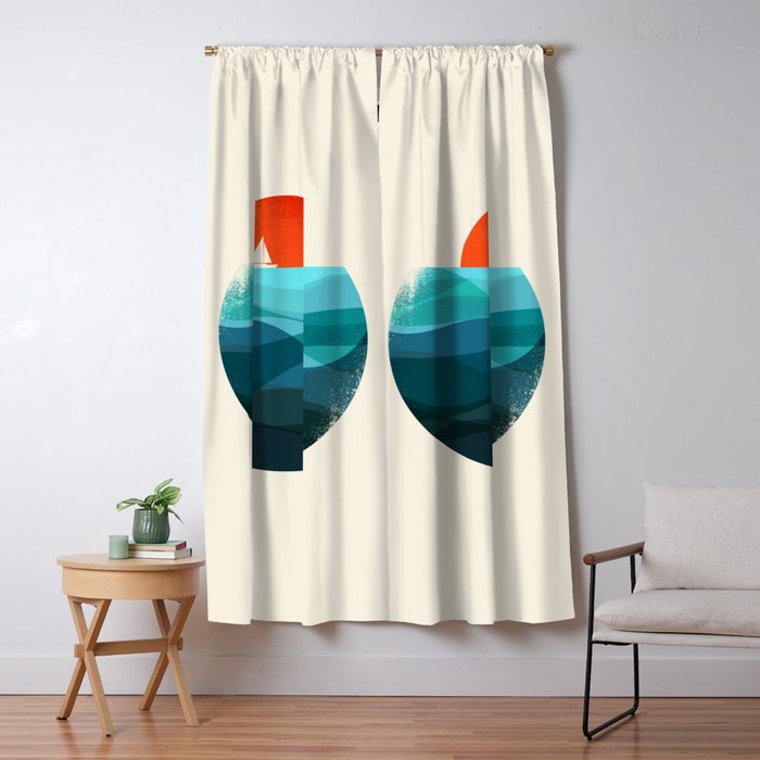 Deep blue ocean Window Curtain Gallery Image 1