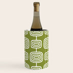 Mid Century Modern Atomic Rings Pattern Mid Mod Olive Green Wine Chiller Gallery Image 1