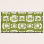 Mid Century Modern Atomic Rings Pattern Mid Mod Olive Green Desk Mat Gallery Image 3