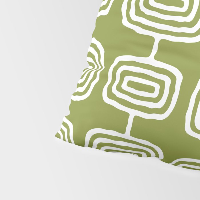 Mid Century Modern Atomic Rings Pattern Mid Mod Olive Green Pillow Sham Gallery Image 4