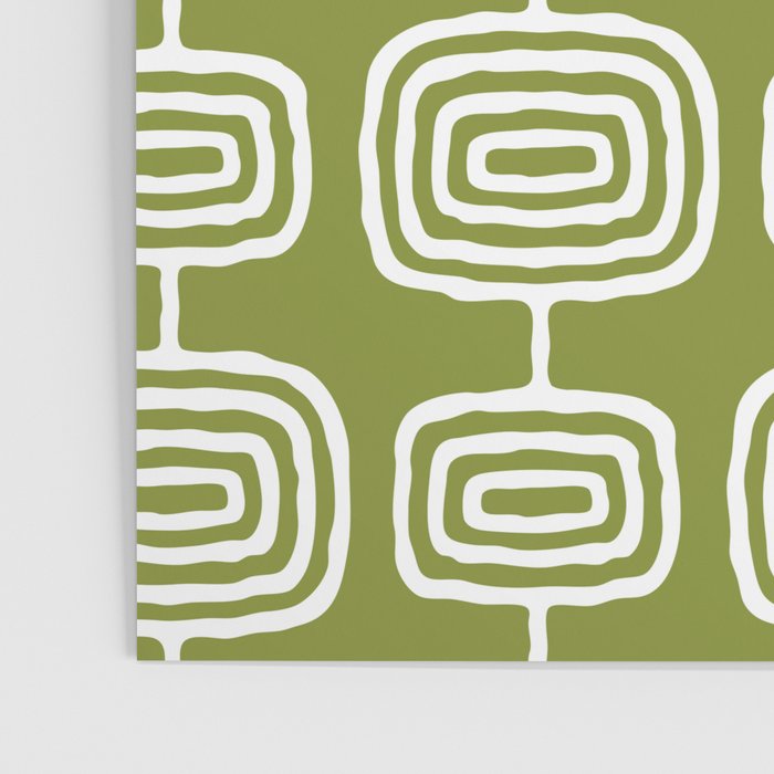 Mid Century Modern Atomic Rings Pattern Mid Mod Olive Green Poster Gallery Image 3