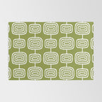 Mid Century Modern Atomic Rings Pattern Mid Mod Olive Green Rug Gallery Image 2