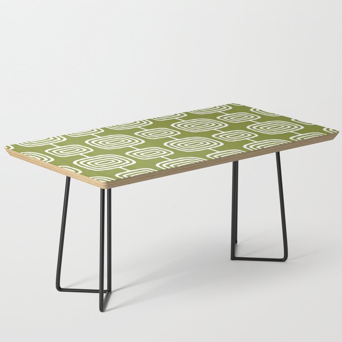 Mid Century Modern Atomic Rings Pattern Mid Mod Olive Green Coffee Table Gallery Image 1