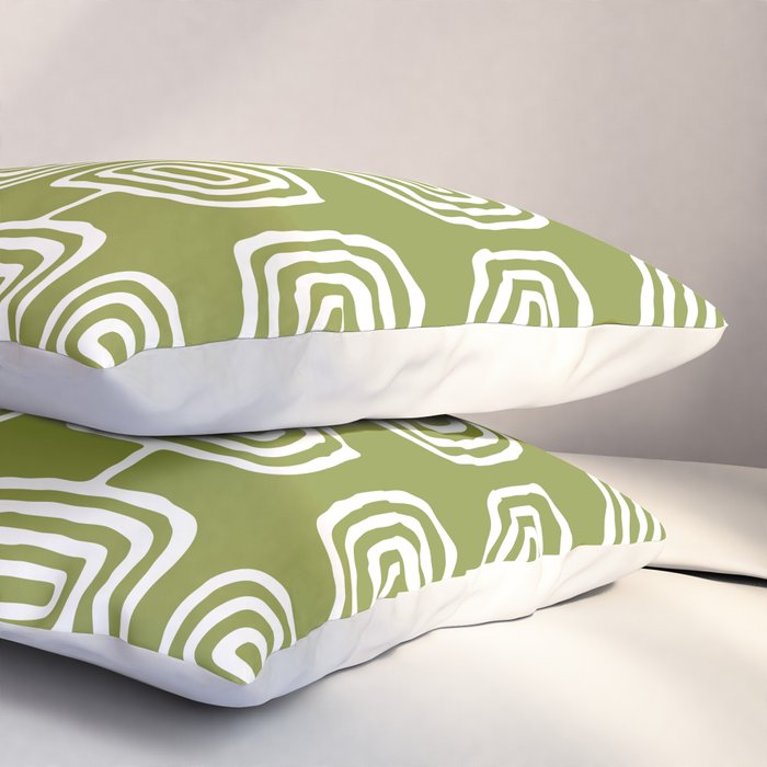 Mid Century Modern Atomic Rings Pattern Mid Mod Olive Green Pillow Sham Gallery Image 3
