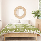 Mid Century Modern Atomic Rings Pattern Mid Mod Olive Green Duvet Cover Gallery Image 3