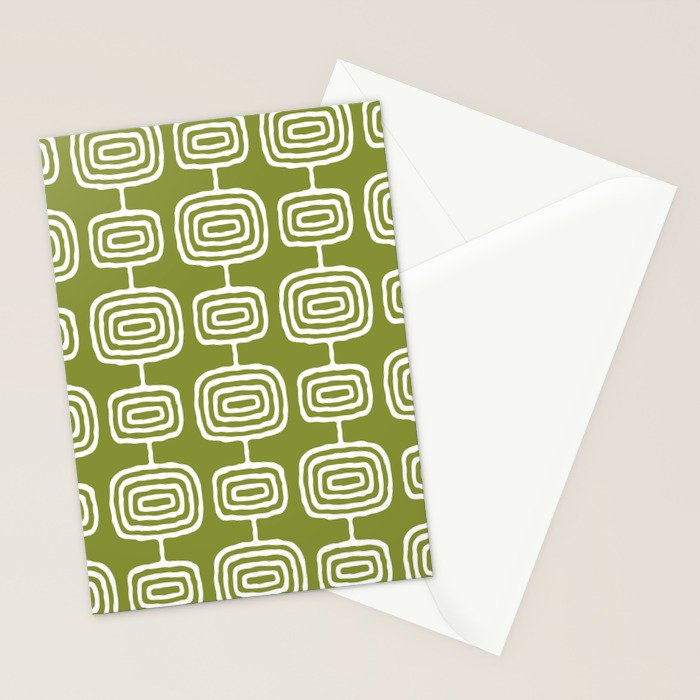 Mid Century Modern Atomic Rings Pattern Mid Mod Olive Green Stationery Card Gallery Image 2