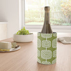 Mid Century Modern Atomic Rings Pattern Mid Mod Olive Green Wine Chiller Gallery Image 4