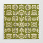 Mid Century Modern Atomic Rings Pattern Mid Mod Olive Green Wood Wall Art Gallery Image 1