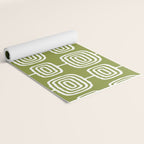 Mid Century Modern Atomic Rings Pattern Mid Mod Olive Green Yoga Mat Gallery Image 2