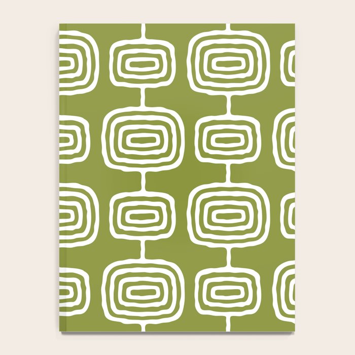 Mid Century Modern Atomic Rings Pattern Mid Mod Olive Green Notebook Gallery Image 4