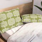 Mid Century Modern Atomic Rings Pattern Mid Mod Olive Green Pillow Sham Gallery Image 2