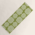 Mid Century Modern Atomic Rings Pattern Mid Mod Olive Green Yoga Mat Gallery Image 1