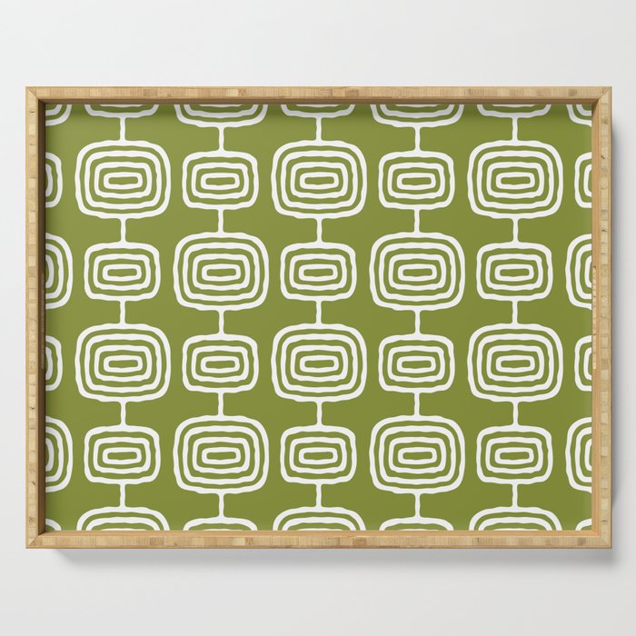 Mid Century Modern Atomic Rings Pattern Mid Mod Olive Green Serving Tray Gallery Image 1