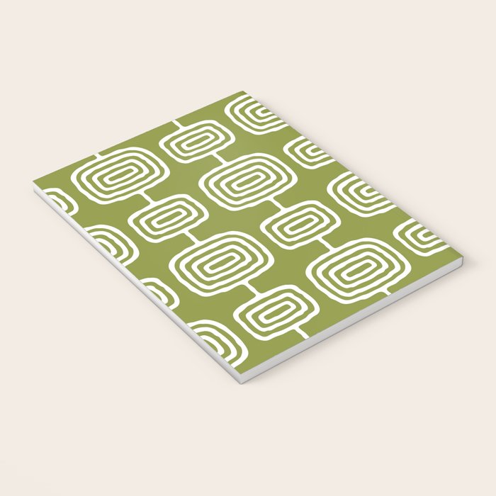 Mid Century Modern Atomic Rings Pattern Mid Mod Olive Green Notebook Gallery Image 3
