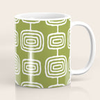 Mid Century Modern Atomic Rings Pattern Mid Mod Olive Green Coffee Mug Gallery Image 1