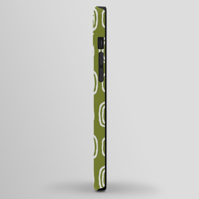 Mid Century Modern Atomic Rings Pattern Mid Mod Olive Green iPhone Case Gallery Image 2