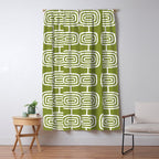 Mid Century Modern Atomic Rings Pattern Mid Mod Olive Green Window Curtain Gallery Image 5