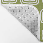 Mid Century Modern Atomic Rings Pattern Mid Mod Olive Green Bath Mat Gallery Image 2