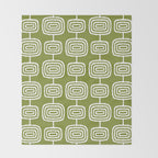 Mid Century Modern Atomic Rings Pattern Mid Mod Olive Green Throw Blanket Gallery Image 2