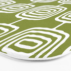 Mid Century Modern Atomic Rings Pattern Mid Mod Olive Green Bath Mat Gallery Image 3