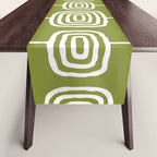 Mid Century Modern Atomic Rings Pattern Mid Mod Olive Green Table Runner Gallery Image 1