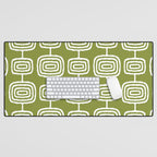 Mid Century Modern Atomic Rings Pattern Mid Mod Olive Green Desk Mat Gallery Image 1