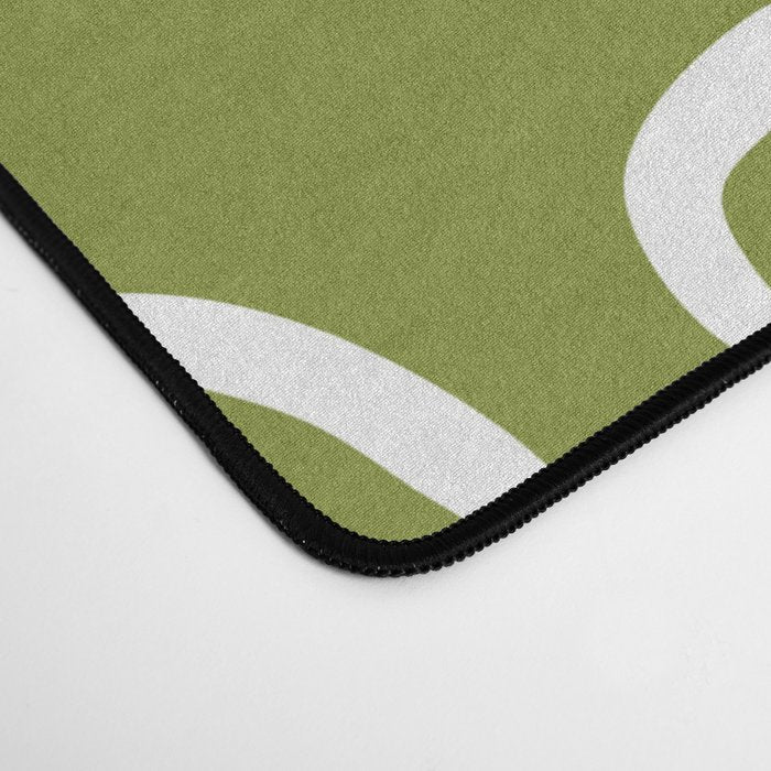 Mid Century Modern Atomic Rings Pattern Mid Mod Olive Green Desk Mat Gallery Image 4
