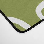 Mid Century Modern Atomic Rings Pattern Mid Mod Olive Green Desk Mat Gallery Image 4