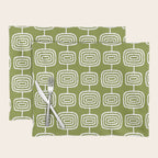Mid Century Modern Atomic Rings Pattern Mid Mod Olive Green Placemat Gallery Image 1