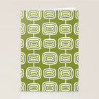 Mid Century Modern Atomic Rings Pattern Mid Mod Olive Green Stationery Card Gallery Image 2
