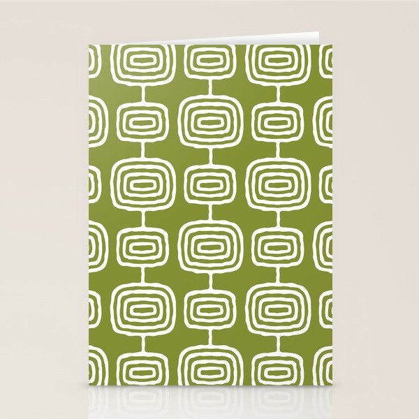 Mid Century Modern Atomic Rings Pattern Mid Mod Olive Green Stationery Card Gallery Image 2