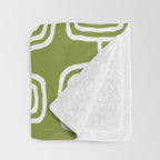 Mid Century Modern Atomic Rings Pattern Mid Mod Olive Green Throw Blanket Gallery Image 3