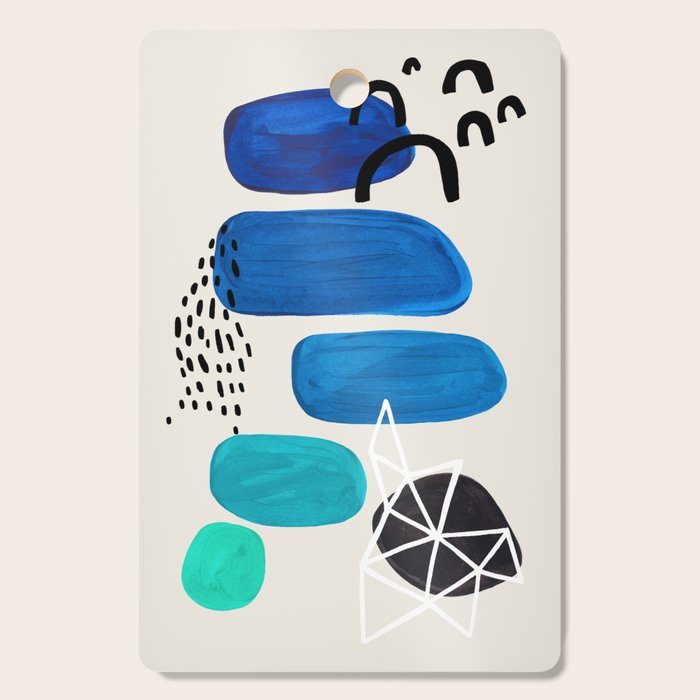 Fun Abstract Minimalist Mid Century Modern Colorful Shapes Marine Green Blue Ombre Watercolor Bubble Cutting Board Gallery Image 1