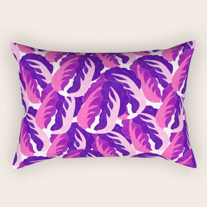 Boho Eclectic Cabbage Purple Orchid Aubergine Pattern Painterly Gouache Rectangular Pillow Gallery Image 2