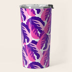 Boho Eclectic Cabbage Purple Orchid Aubergine Pattern Painterly Gouache Travel Mug Gallery Image 2