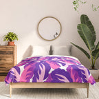 Boho Eclectic Cabbage Purple Orchid Aubergine Pattern Painterly Gouache Comforter Gallery Image 3