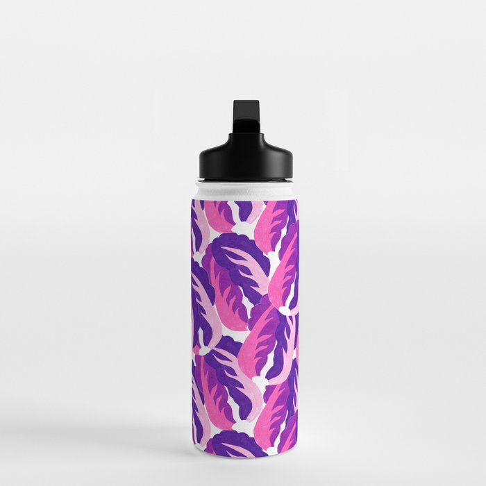 Boho Eclectic Cabbage Purple Orchid Aubergine Pattern Painterly Gouache Water Bottle Gallery Image 3