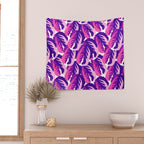 Boho Eclectic Cabbage Purple Orchid Aubergine Pattern Painterly Gouache Wall Tapestry Gallery Image 2