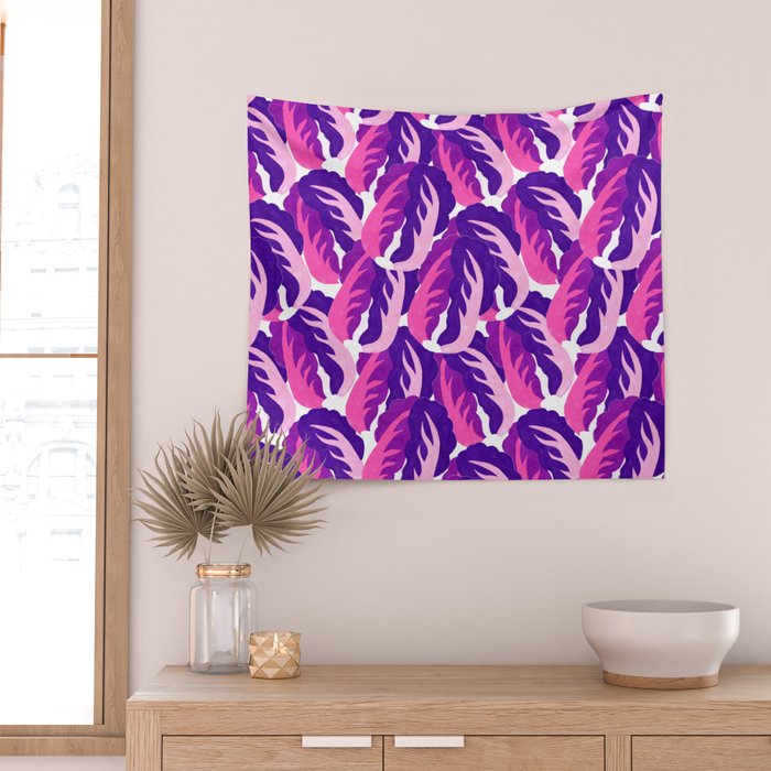 Boho Eclectic Cabbage Purple Orchid Aubergine Pattern Painterly Gouache Wall Tapestry Gallery Image 2