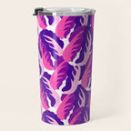 Boho Eclectic Cabbage Purple Orchid Aubergine Pattern Painterly Gouache Travel Mug Gallery Image 3