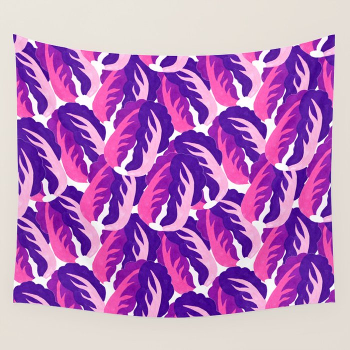 Boho Eclectic Cabbage Purple Orchid Aubergine Pattern Painterly Gouache Wall Tapestry Gallery Image 1