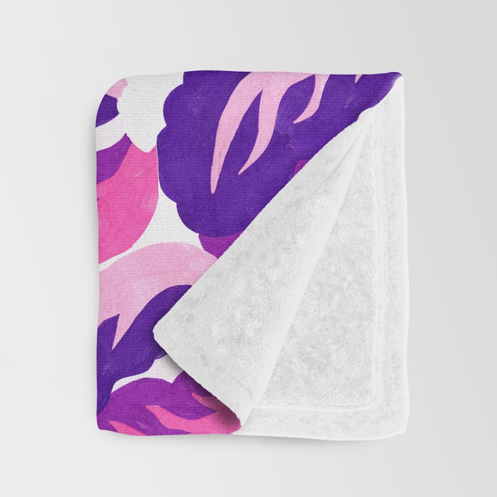 Boho Eclectic Cabbage Purple Orchid Aubergine Pattern Painterly Gouache Throw Blanket Gallery Image 3