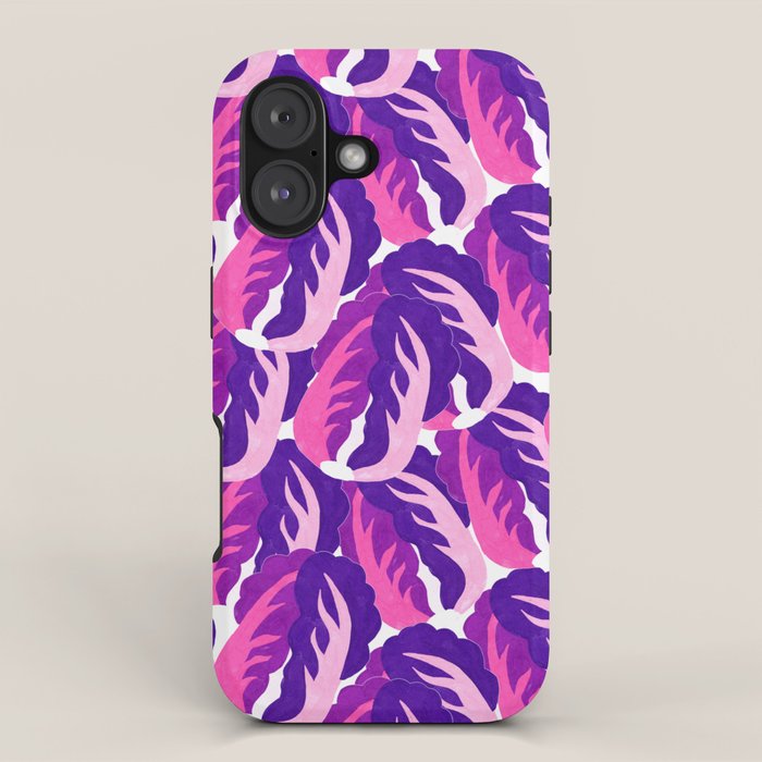 Boho Eclectic Cabbage Purple Orchid Aubergine Pattern Painterly Gouache iPhone Case Gallery Image 1